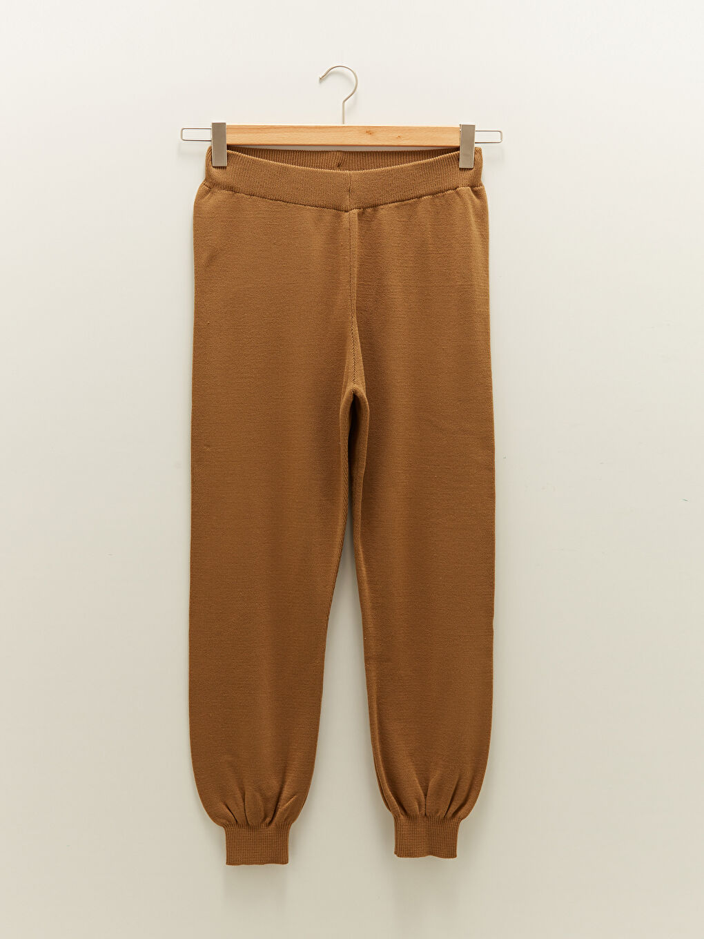 Elastische Taille Schlanke Bein Frauen Strick Jogginghose-4