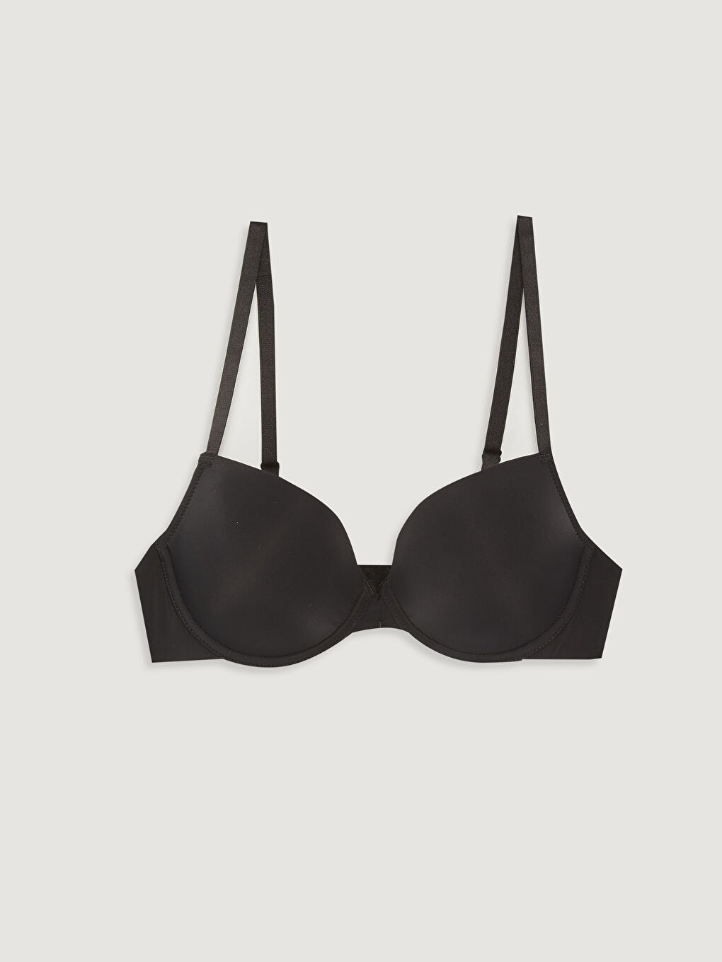 Siyah Balenli Dolgusuz Düz Tişört Sütyen-1