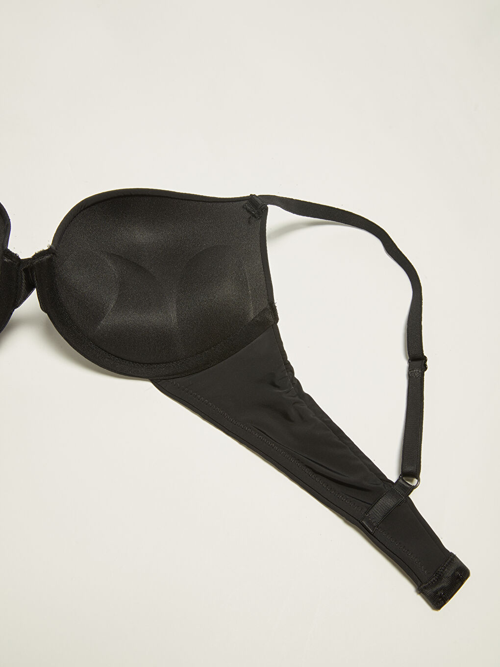 Сымы бар төсемі бар өрнексіз трикотаж бюстгальтер-2