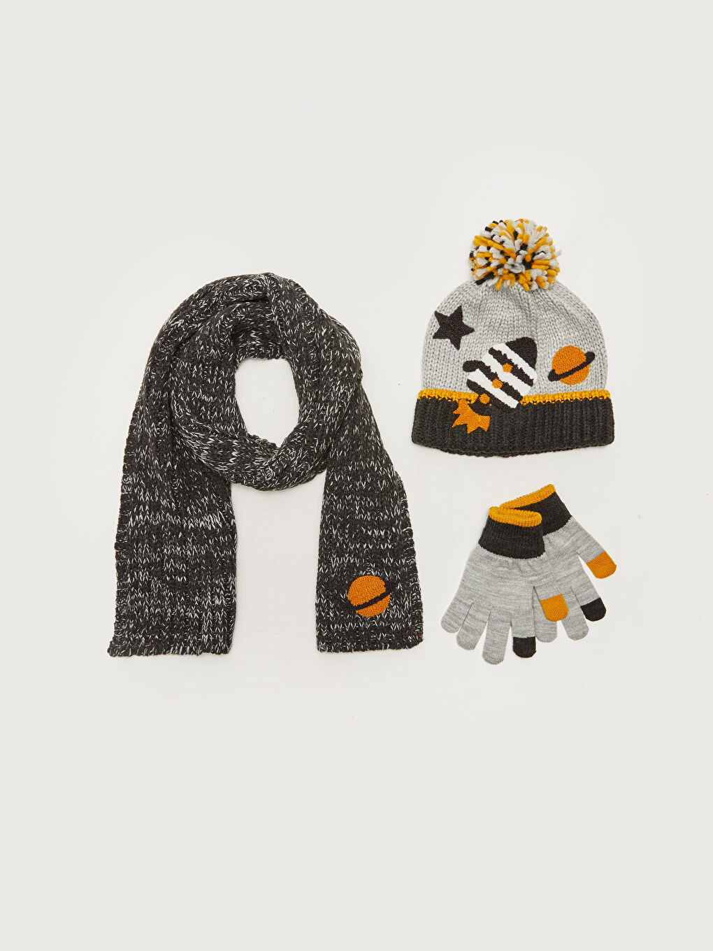 LCW ACCESSORIES Jungen Strick Baskenmütze, Handschuhe und Schal Set -W12746Z4-D5C