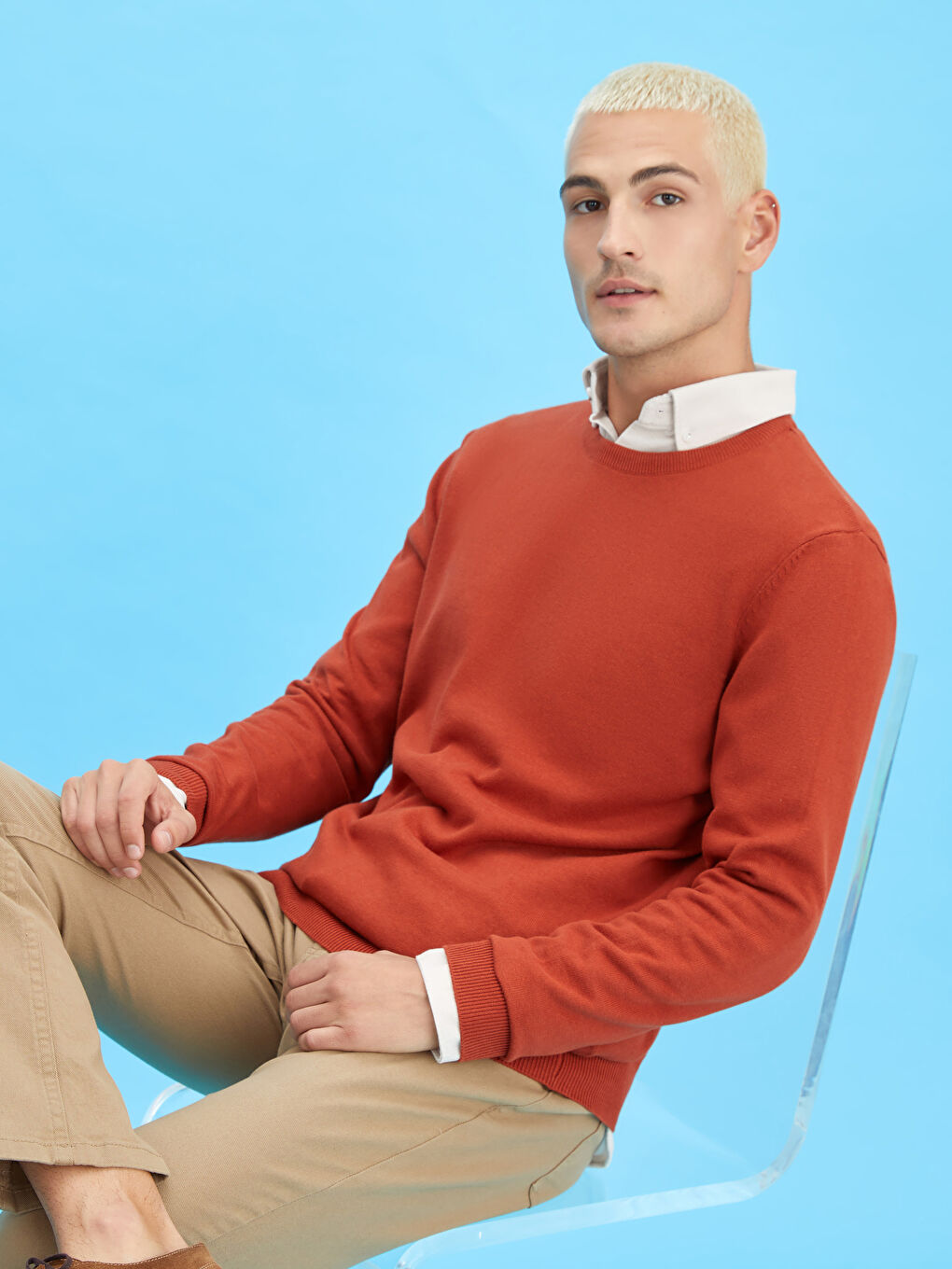 Брюки чино мужские из габардина стандартного кроя-1