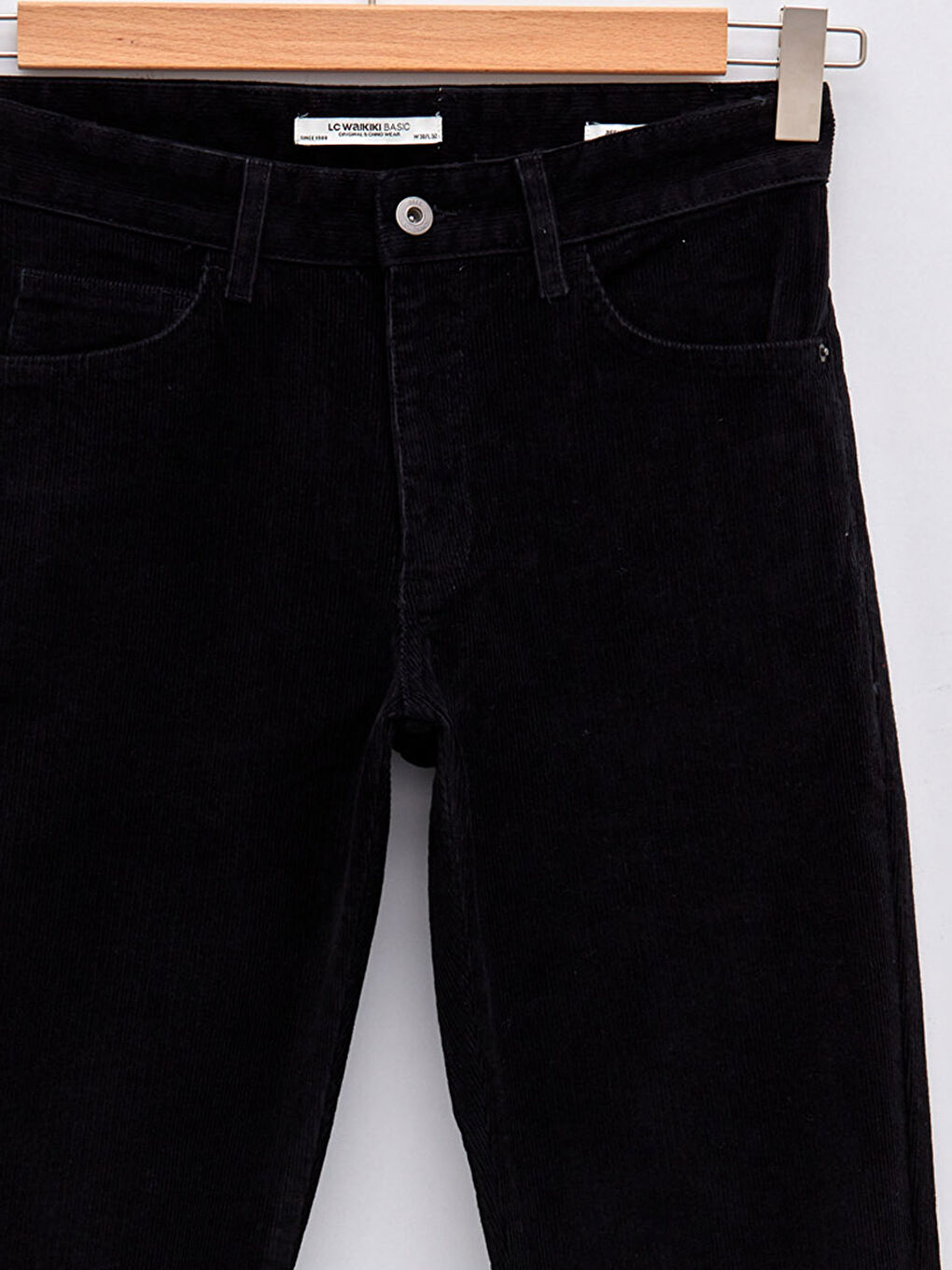 Siyah Standart Kalıp Kadife Erkek Chino Pantolon-7