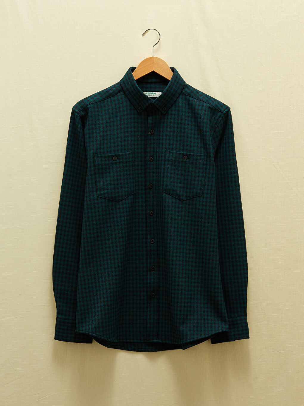 Regular Fit Long Sleeve Plaid Gabardine Men's Shirt-5