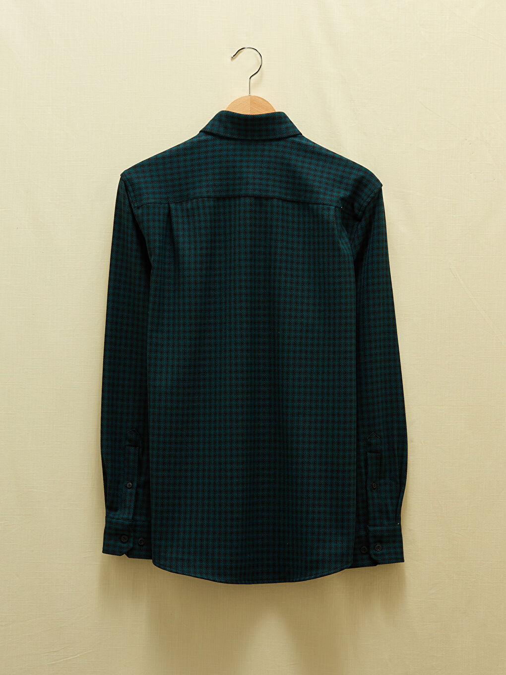Regular Fit Long Sleeve Plaid Gabardine Men's Shirt-7