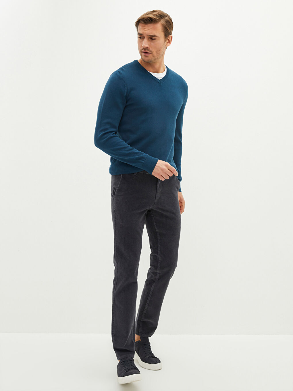 Antrasit Standart Kalıp Kadife Erkek Chino Pantolon