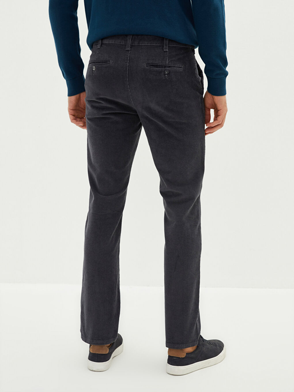 Antrasit Standart Kalıp Kadife Erkek Chino Pantolon-3
