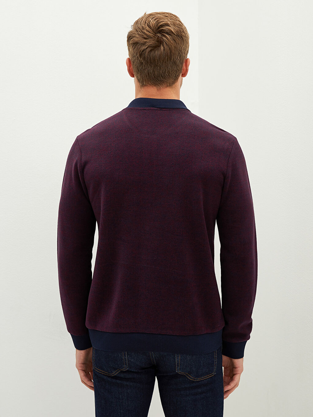 Polo Neck Long Sleeve Men's Sweatshirt-4