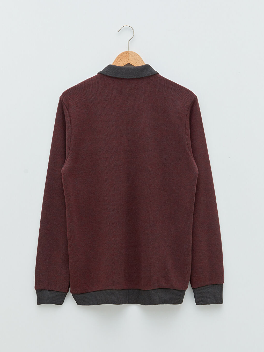 LCWAIKIKI Classic Bordo Polo Yaka Uzun Kollu Erkek Sweatshirt - 6