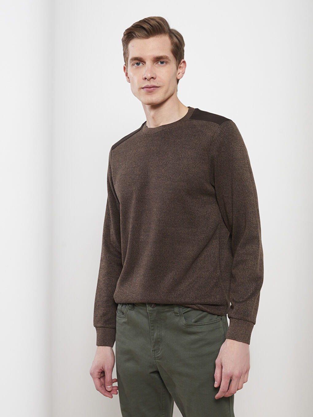 سويت شيرت ياقة دائرية كم طويل تخين للرجال