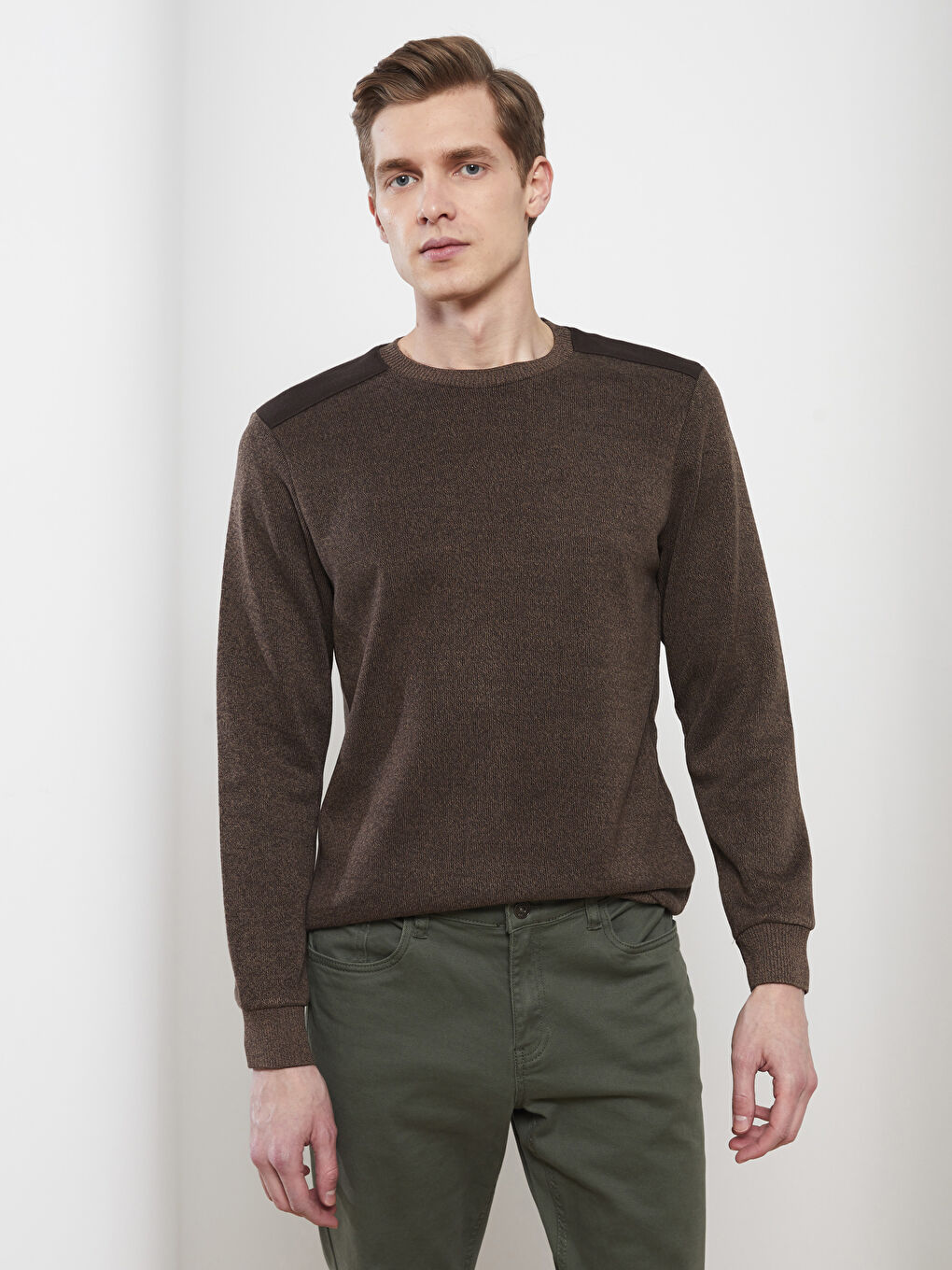 سويت شيرت ياقة دائرية كم طويل تخين للرجال-1