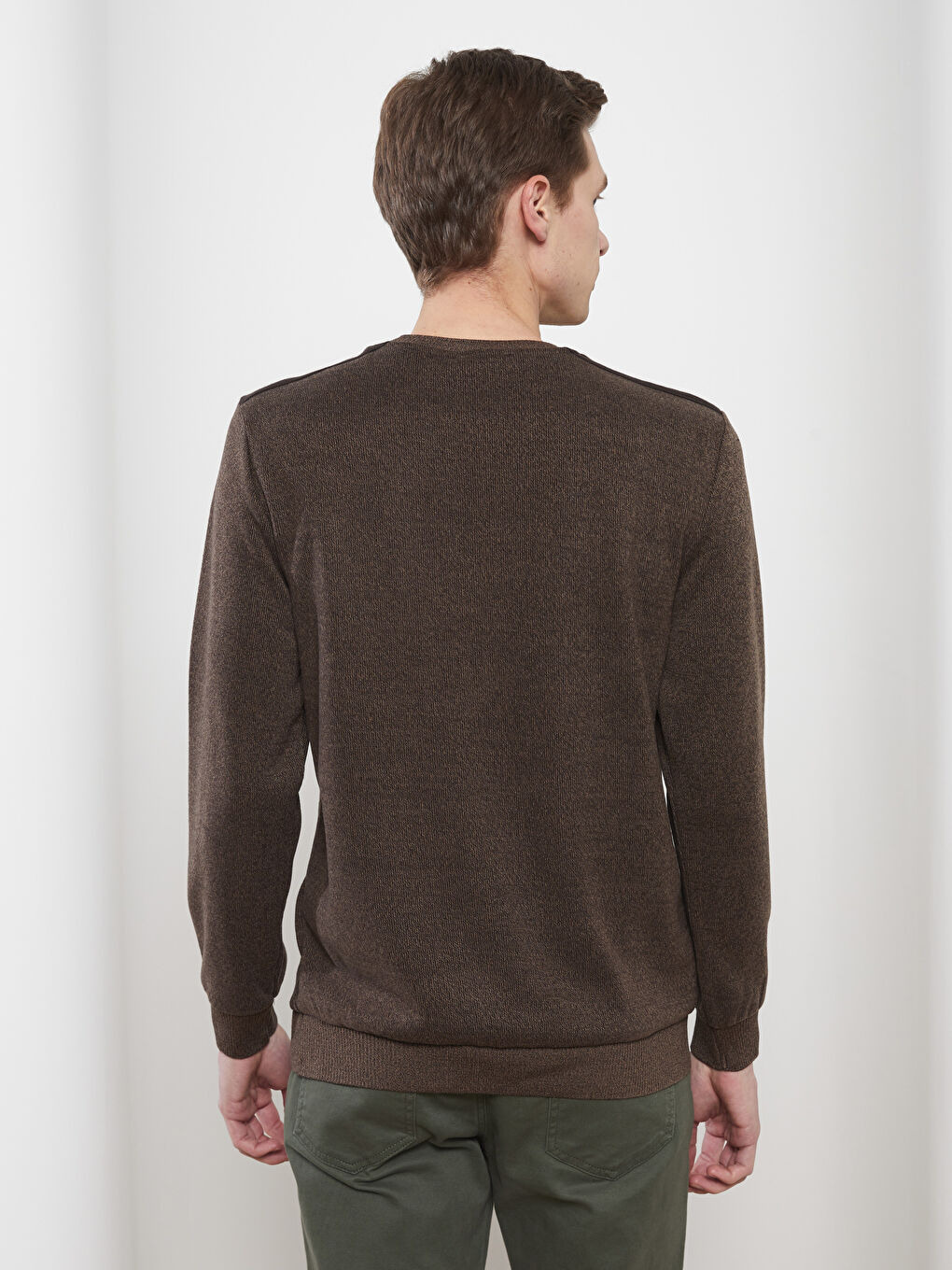 سويت شيرت ياقة دائرية كم طويل تخين للرجال-3