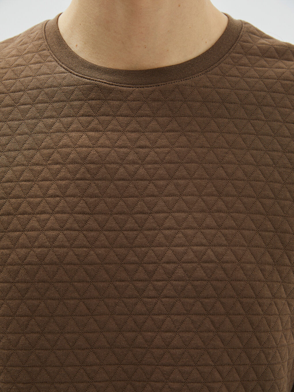 Kahverengi Bisiklet Yaka Uzun Kollu Erkek Sweatshirt-3