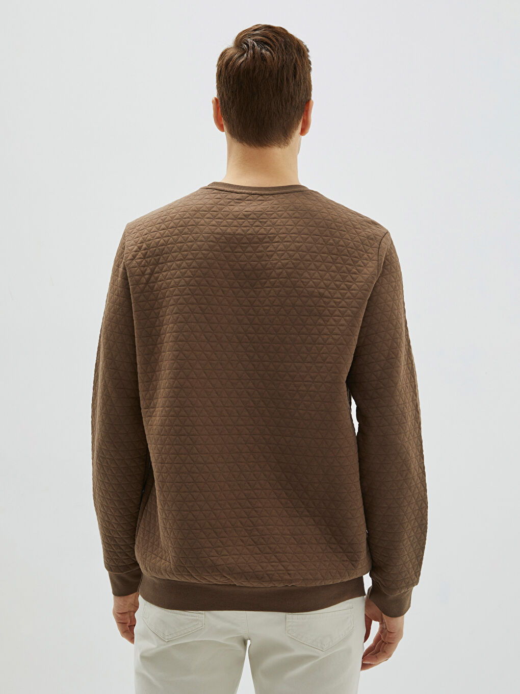 Kahverengi Bisiklet Yaka Uzun Kollu Erkek Sweatshirt-4