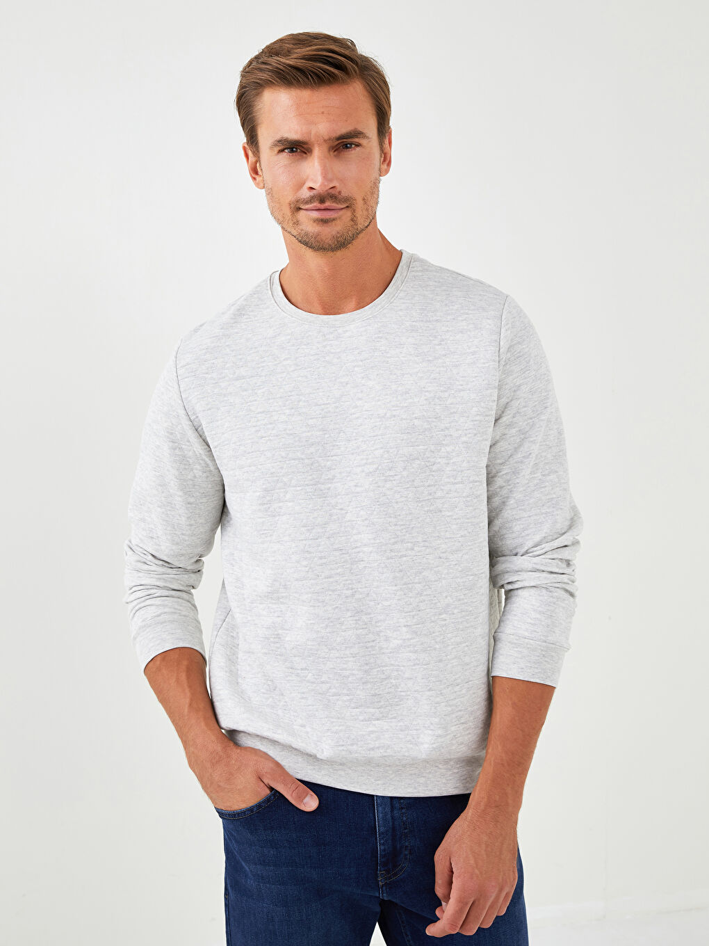 Sweat-shirt à Manches Longues pour Hommes avec Col Rond
