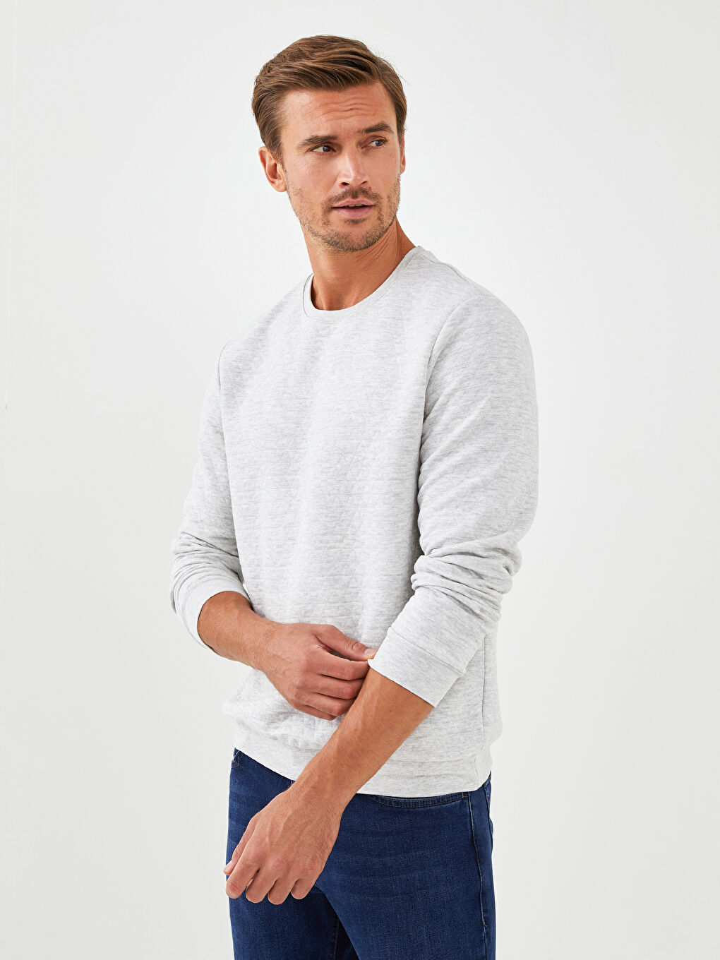 Sweat-shirt à Manches Longues pour Hommes avec Col Rond-1