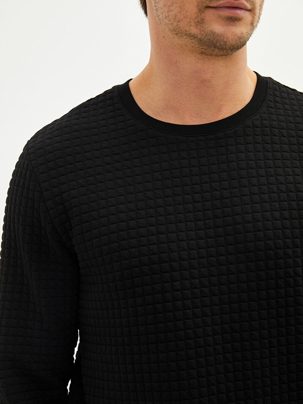 سويت شيرت كم طويل بياقة دائرية للرجال-3