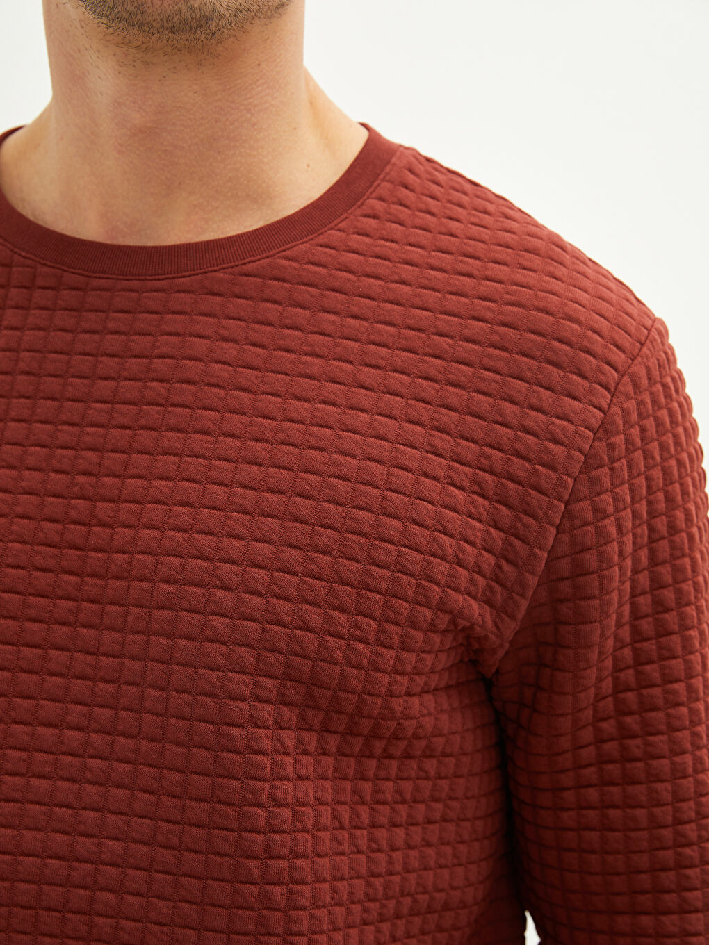 Turuncu Bisiklet Yaka Uzun Kollu Erkek Sweatshirt-3