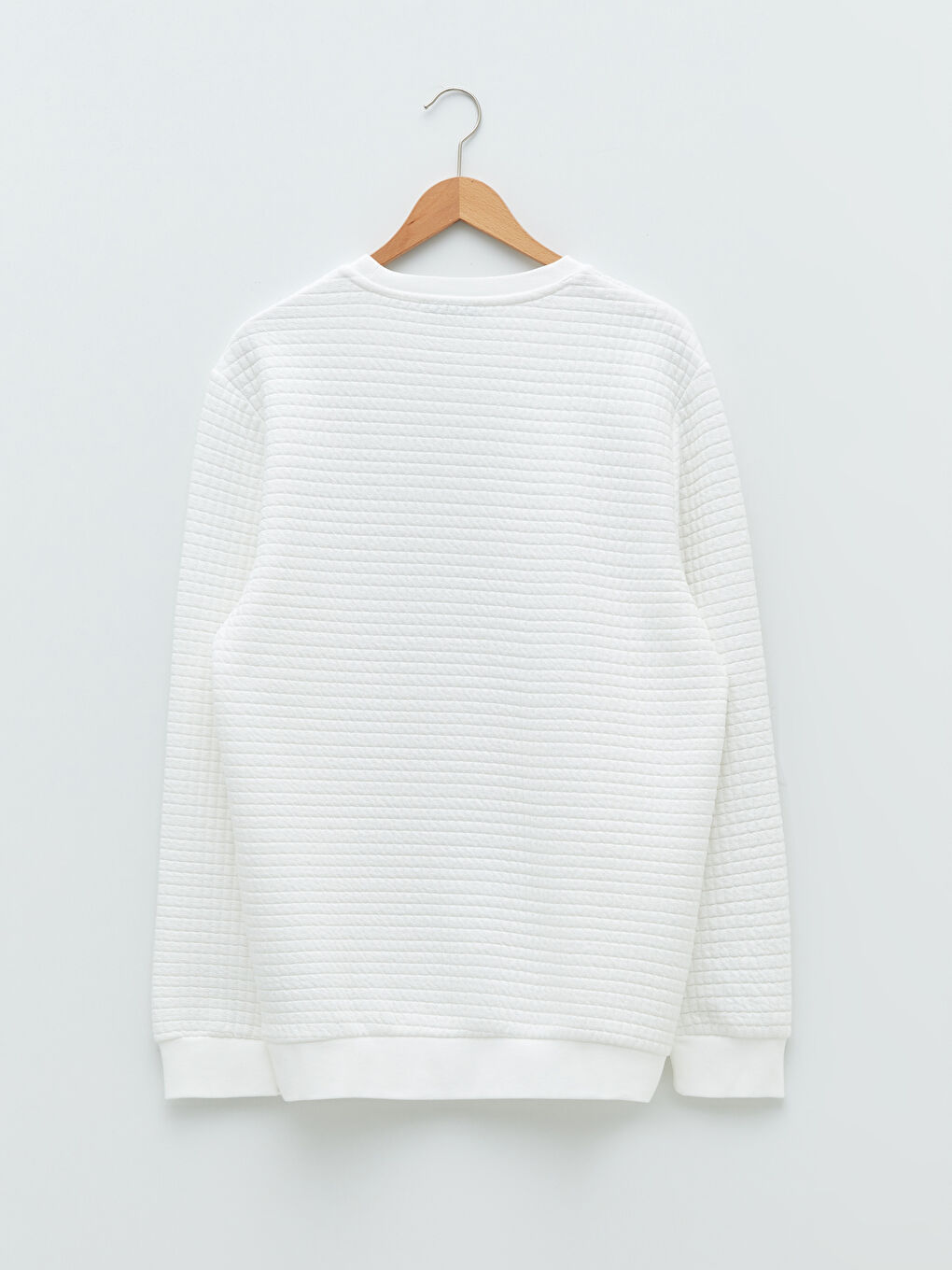 Ekru Bisiklet Yaka Uzun Kollu Erkek Sweatshirt-6