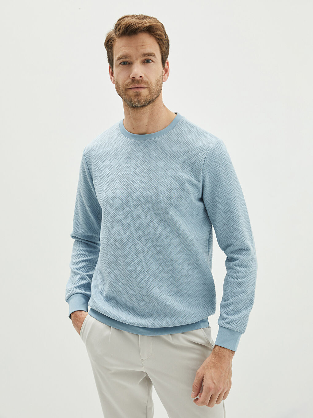 Crew Neck Long Sleeve Men's Sweatshirt-1