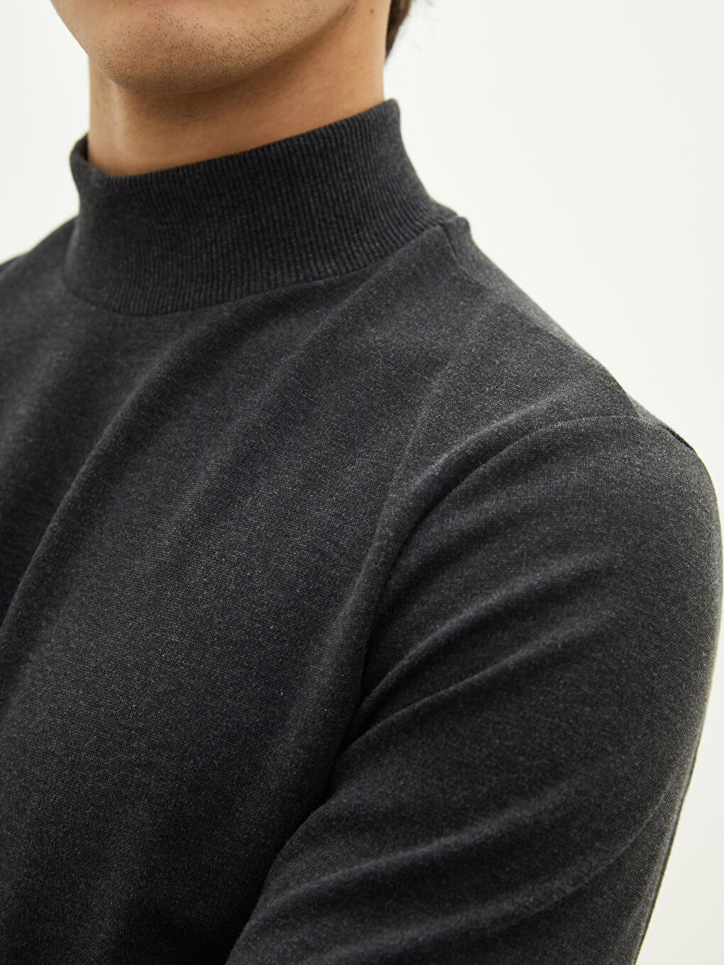 Half Turtleneck Long Sleeve Men's T-Shirt-3