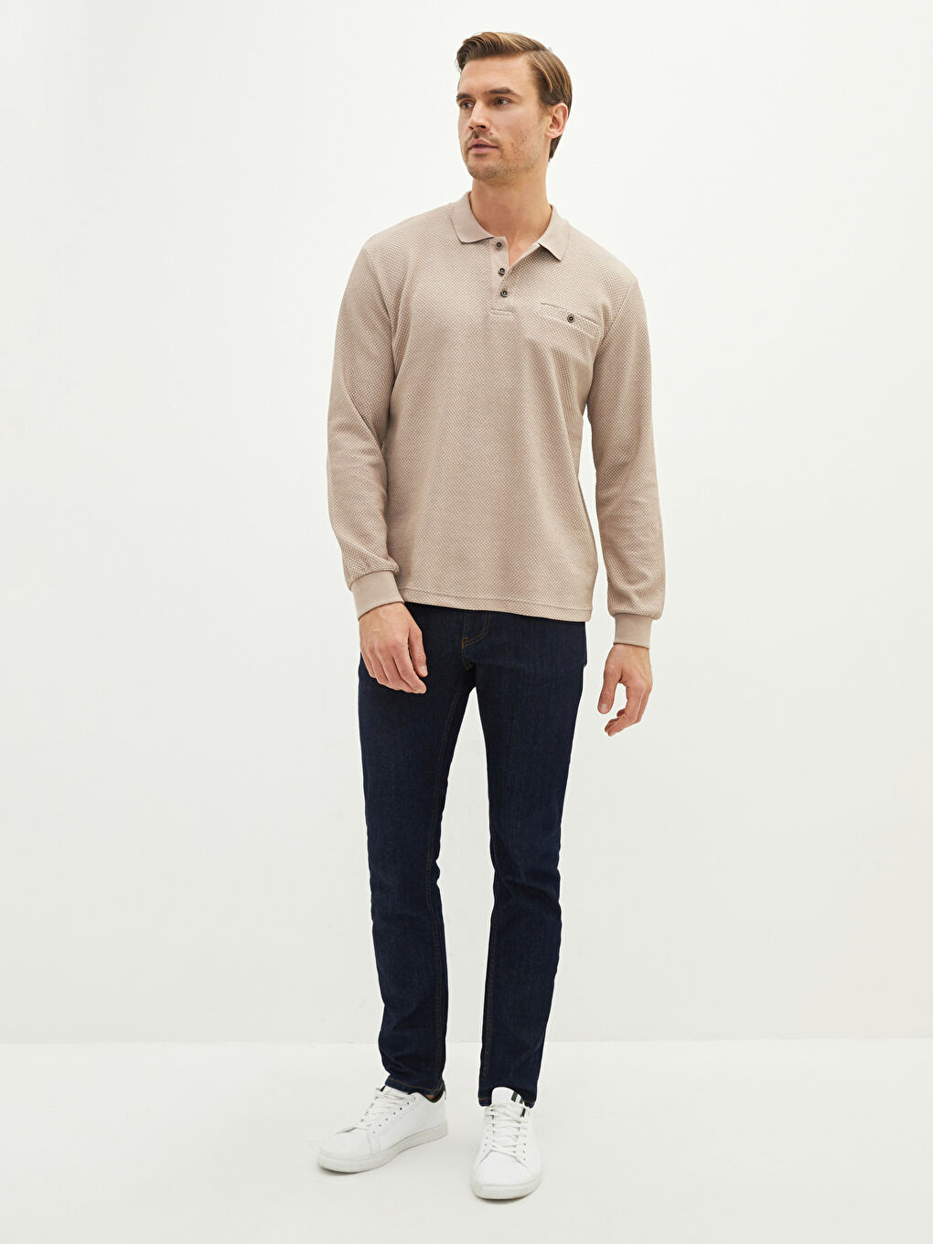LCWAIKIKI Classic Polo Neck Long Sleeve Men's T-Shirt -W12794Z8-GY7