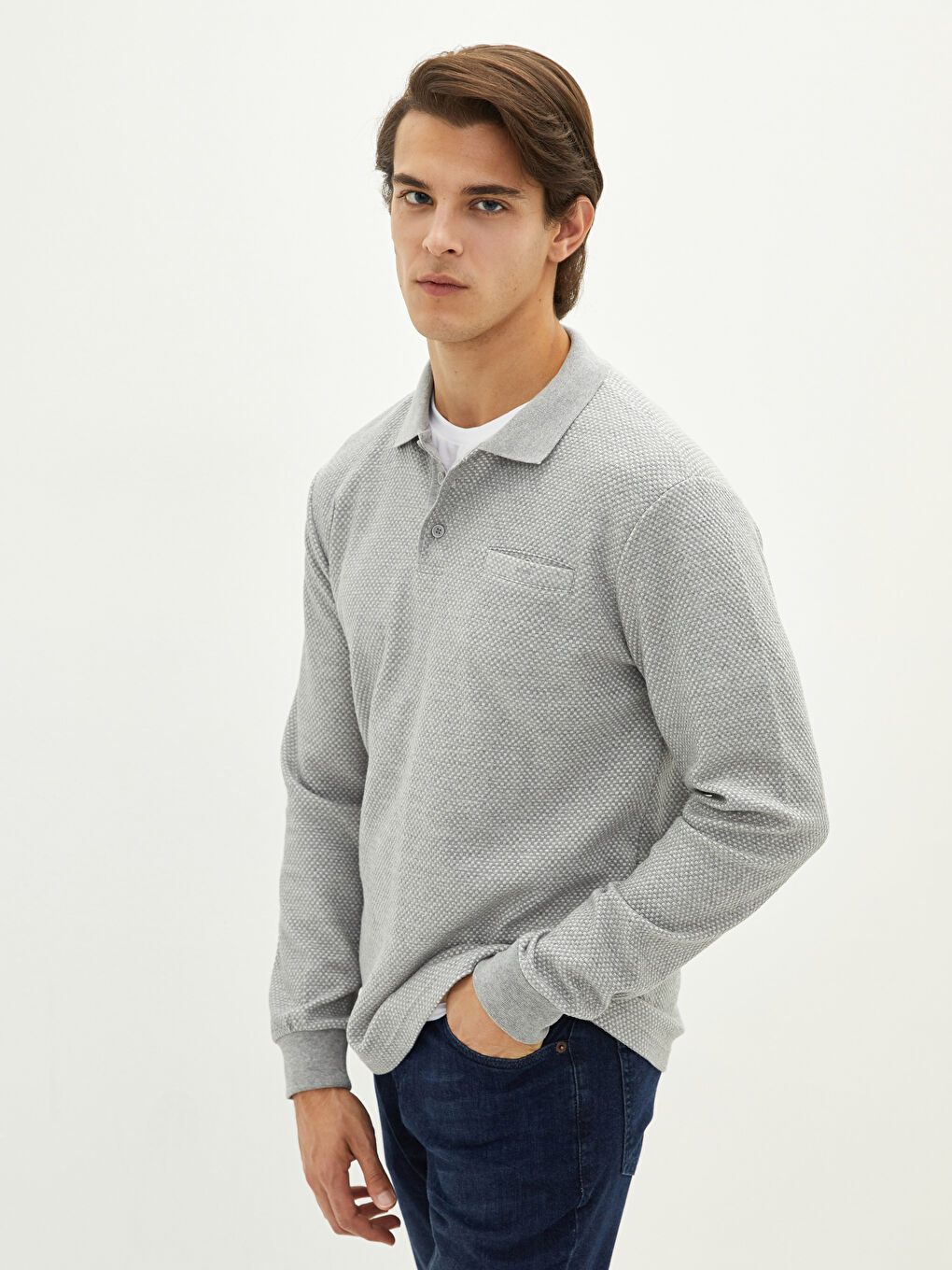 LC Waikiki Polo Neck Long Sleeve Men's T-Shirt -W12794Z8-LAL