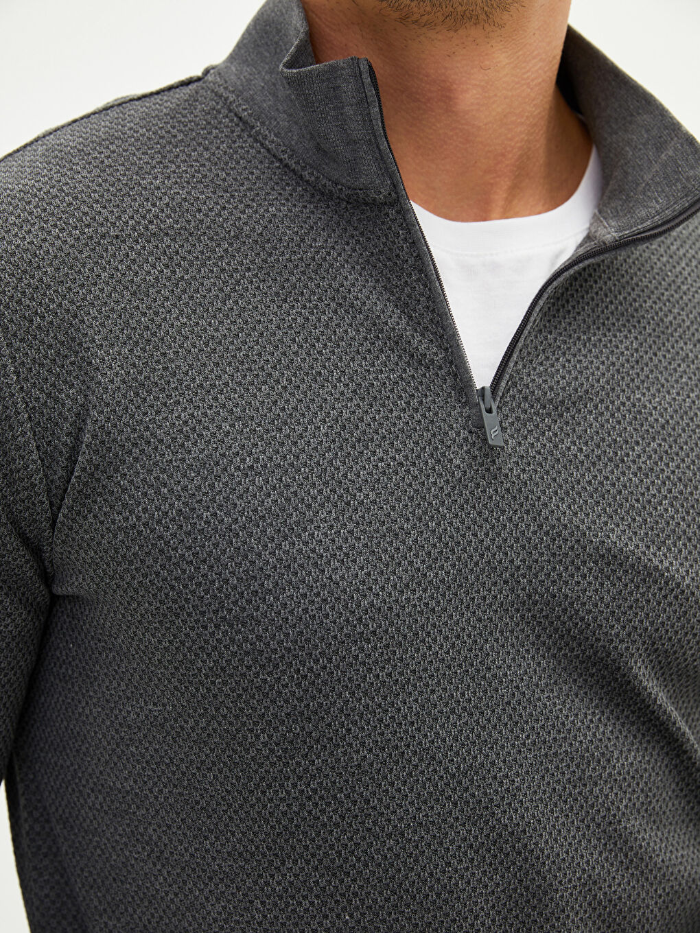 Zippered Funnel Neck Long Sleeve Men's Sweatshirt-2