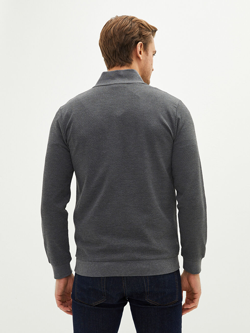 Zippered Funnel Neck Long Sleeve Men's Sweatshirt-3