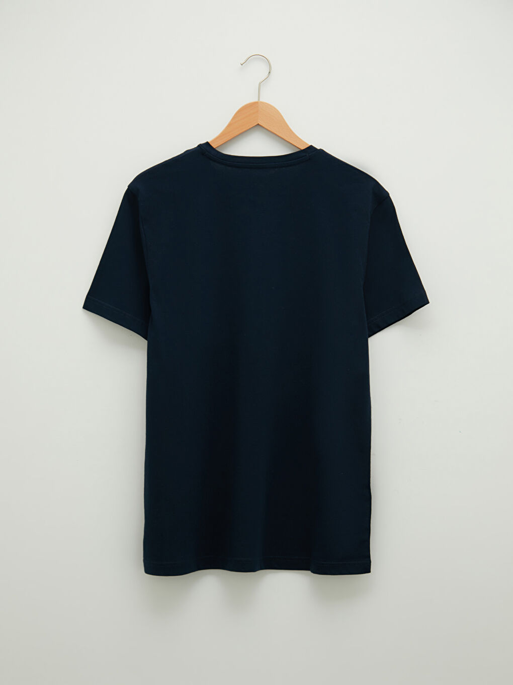 Lacivert Bisiklet Yaka Penye Erkek Tişört-6