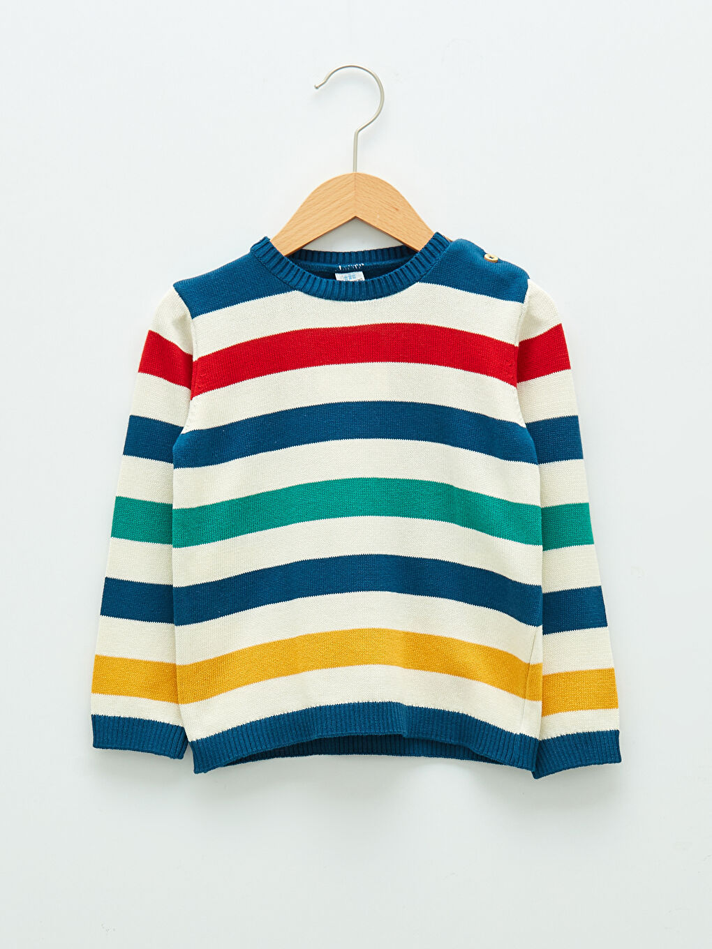 سترة تريكو مخططة بأكمام طويلة وياقة دائرية للأولاد الرضع