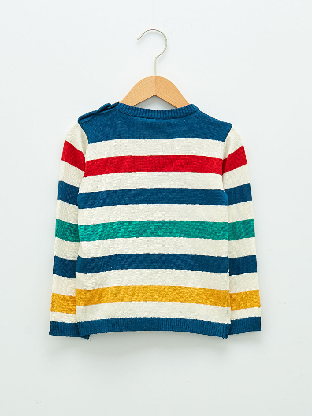 سترة تريكو مخططة بأكمام طويلة وياقة دائرية للأولاد الرضع-1