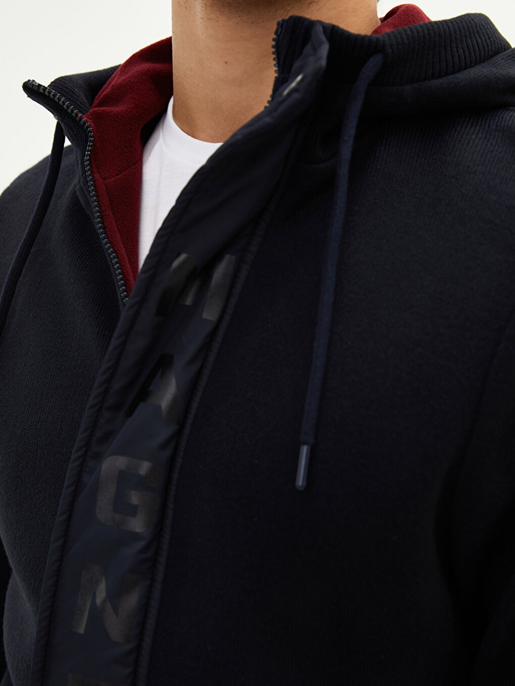 Lacivert Dar Kalıp Kapüşonlu Uzun Kollu Erkek Triko Hırka-4