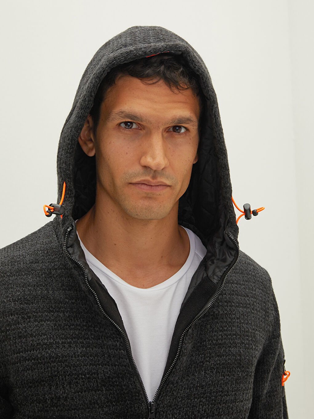 Slim Fit Hooded Long Sleeve Men's Knitwear Cardigan-3