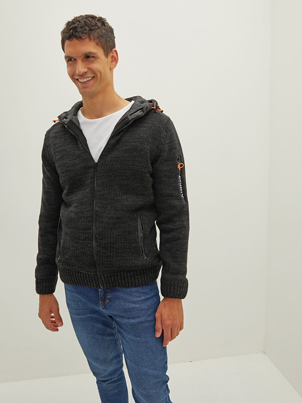 Slim Fit Hooded Long Sleeve Men's Knitwear Cardigan