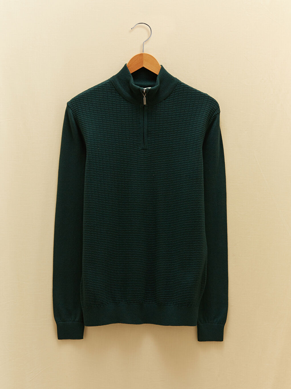 Zippered Turtle Neck Long Sleeve Men's Tricot Sweater-6