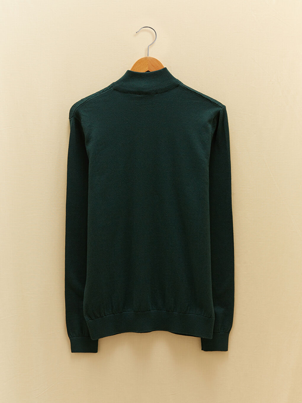 Zippered Turtle Neck Long Sleeve Men's Tricot Sweater-7