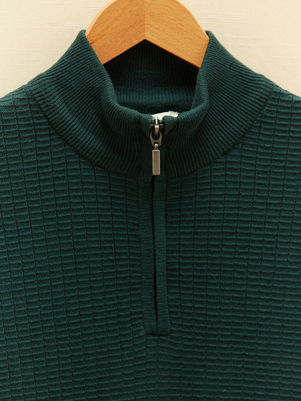 Zippered Turtle Neck Long Sleeve Men's Tricot Sweater-8