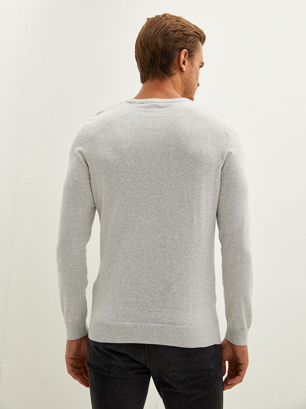Crew Neck Long Sleeve Men's Tricot Sweater-4
