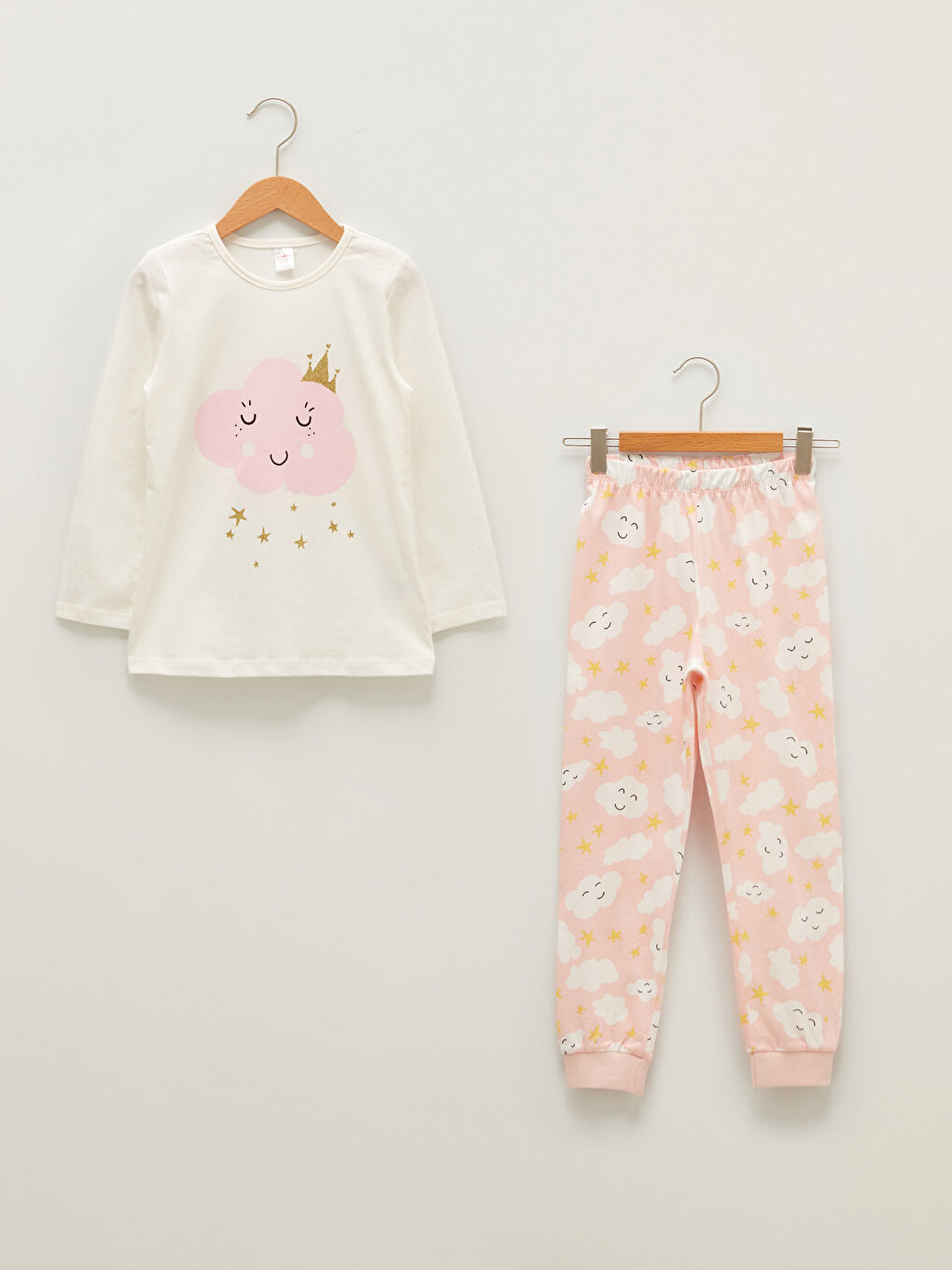 Crew Neck Printed Long Sleeve Girls' Pyjama Set-3