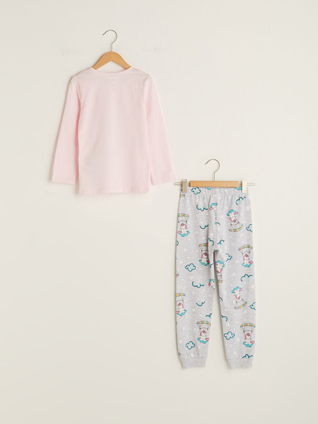 Pembe Bisiklet Yaka Baskılı Uzun Kollu Kız Çocuk Pijama Takımı-1