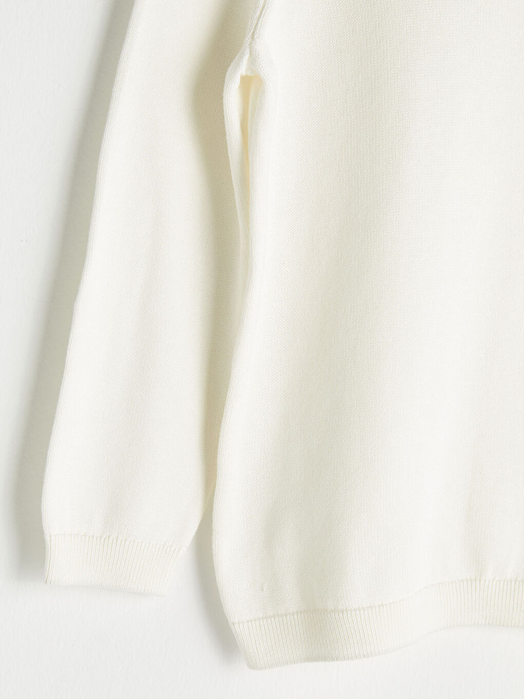 Ekru Bisiklet Yaka Basic Uzun Kollu Kız Çocuk İnce Triko Kazak-2