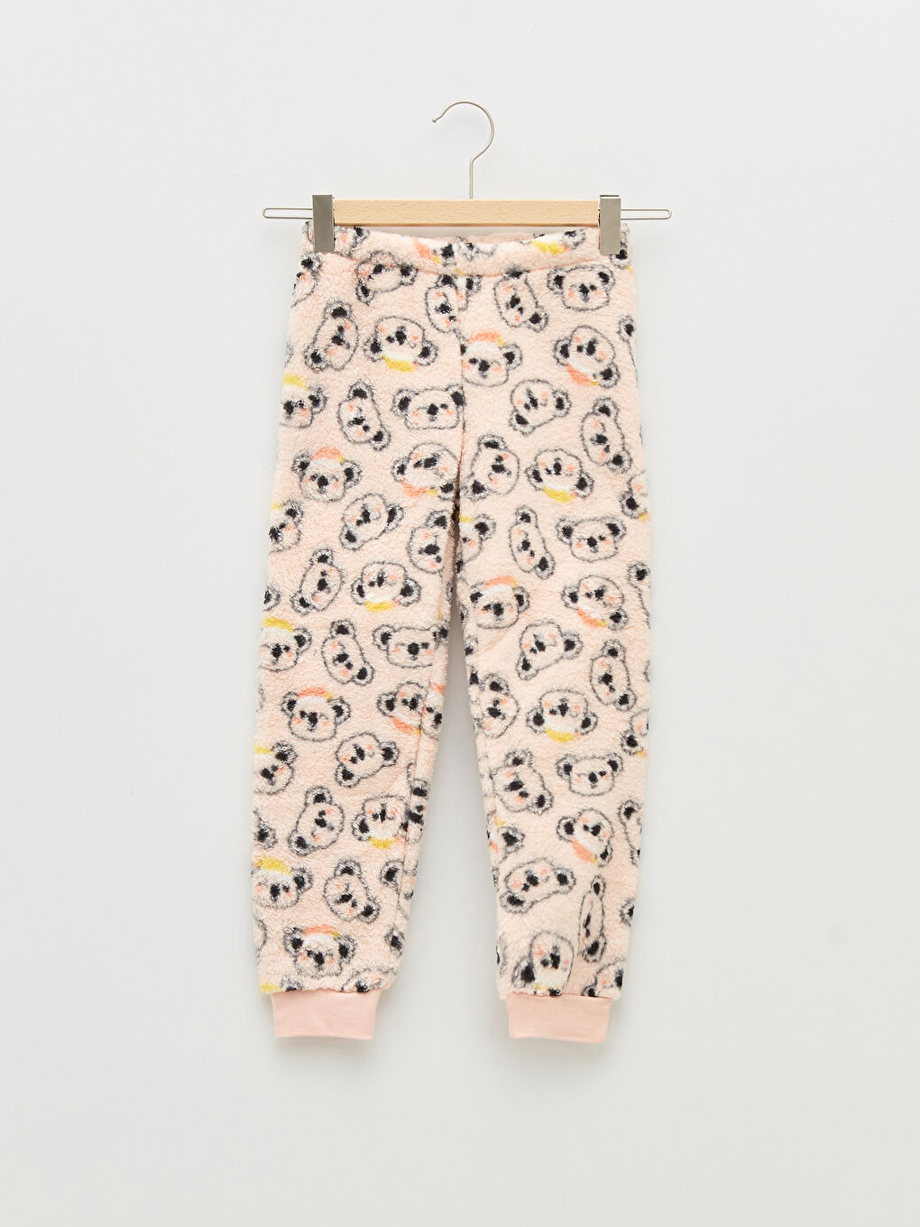 Mercan Bisiklet Yaka Nakışlı Uzun Kollu Pelüş Kız Çocuk Pijama Takımı-3