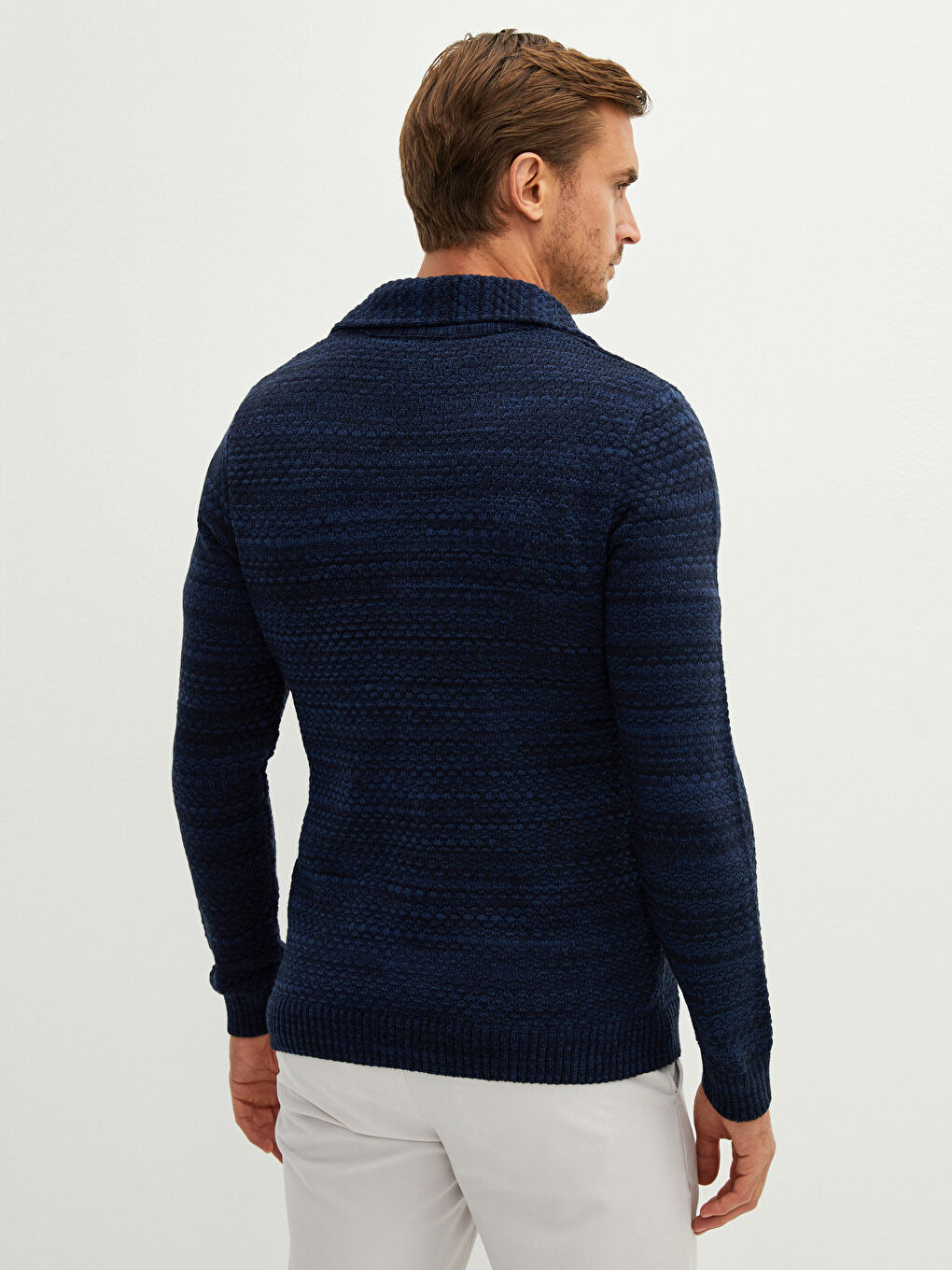 Standard Pattern Jacket Collar Thick Men's Knitwear Cardigan-4