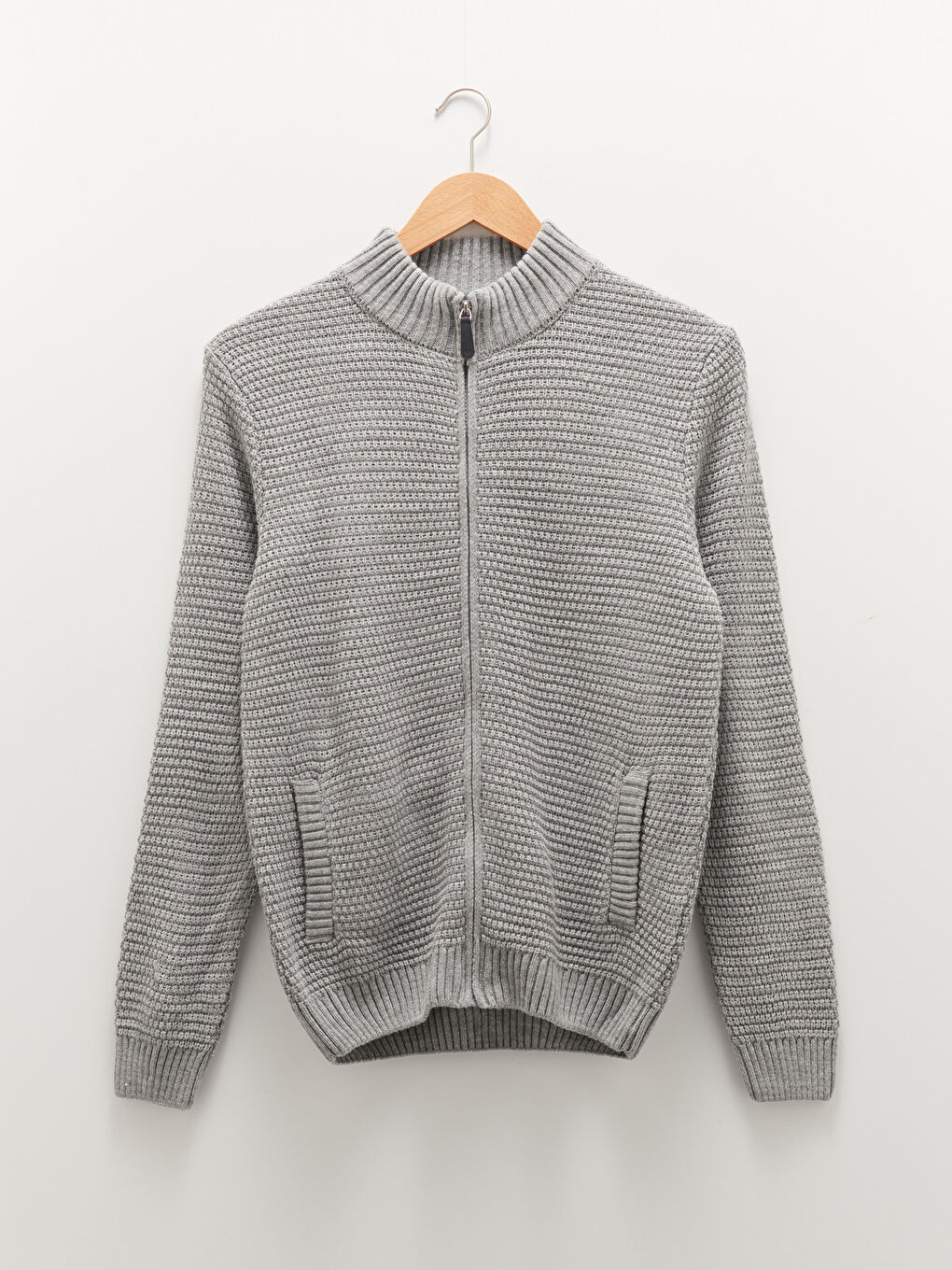 Cardigan en Tricot à Manches Longues avec Col Roulé pour Hommes de Coupe Standard-5