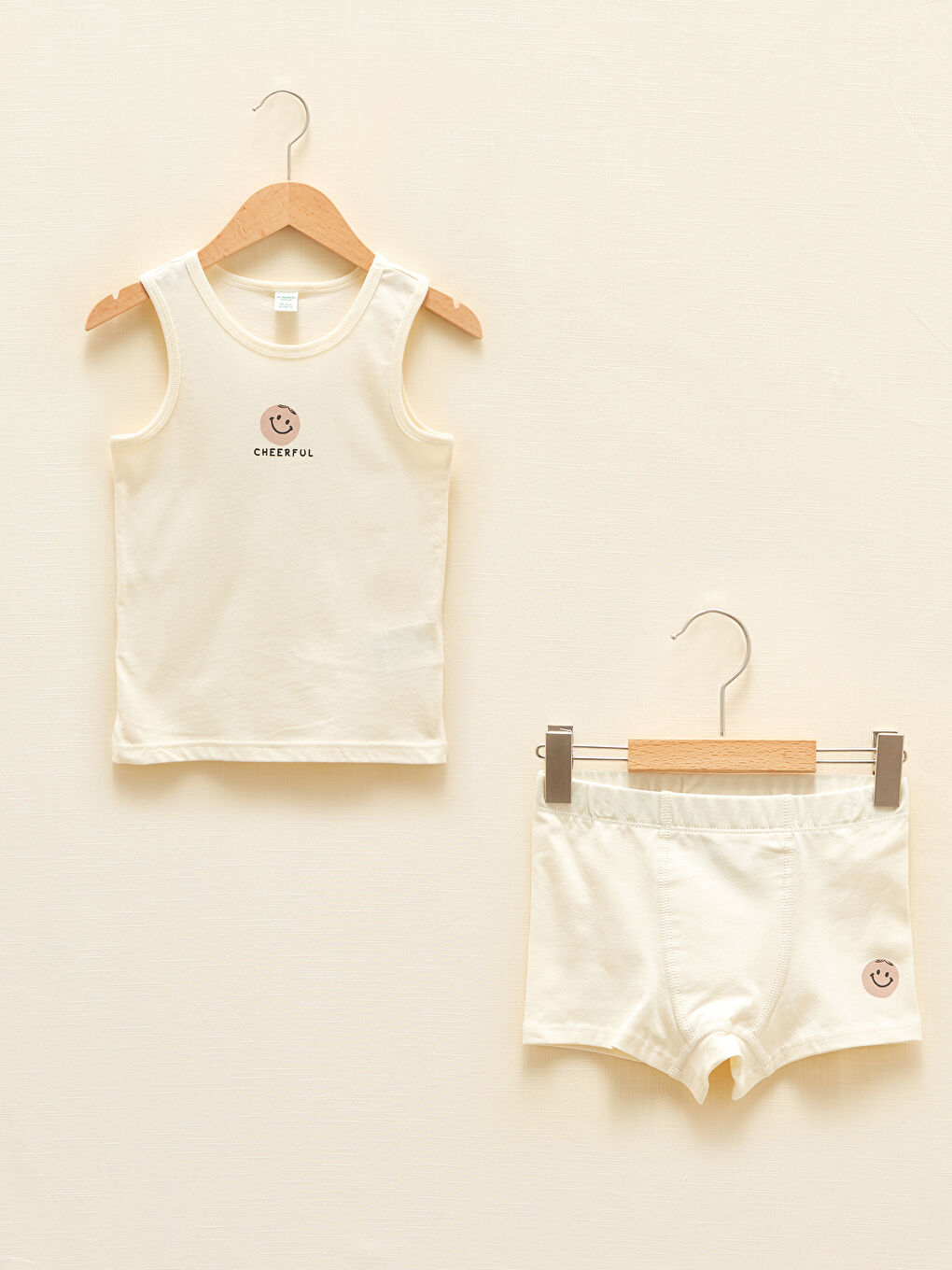 LCW baby Crew Neck Printed Baby Boy Undershirt and Boxer 2-Piece Set -W12964Z1-FDL