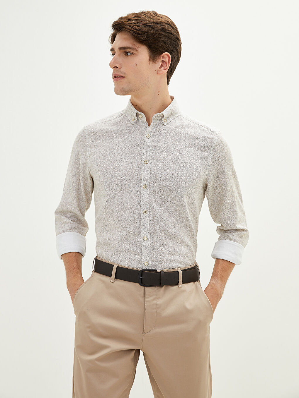 LCWAIKIKI Classic Slim Fit Long Sleeve Oxford Men's Shirt -W12967Z8-LQY