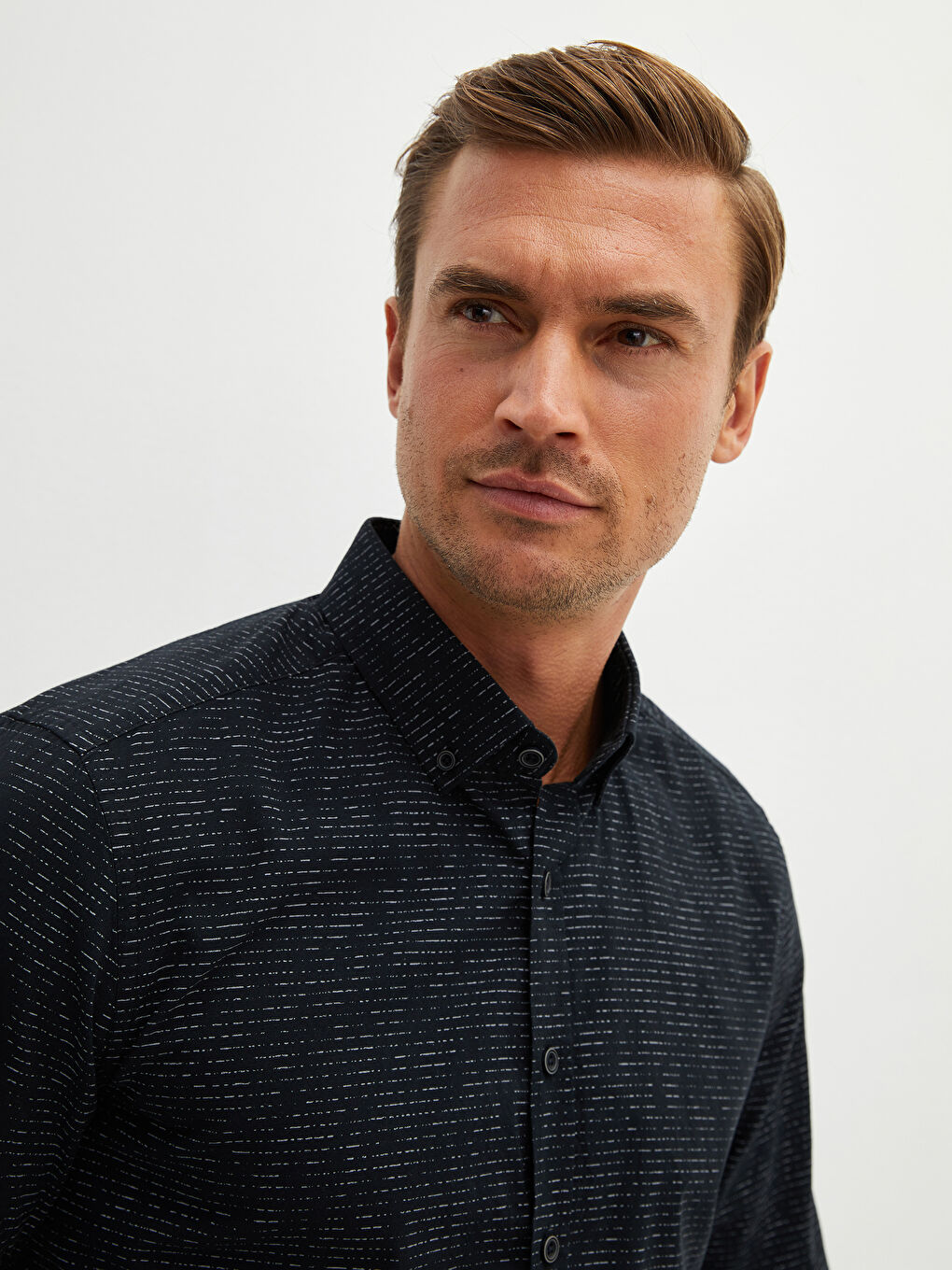 SOUTHBLUE Slim Fit Long Sleeve Patterned Men's Shirt -W12969Z8-LQJ