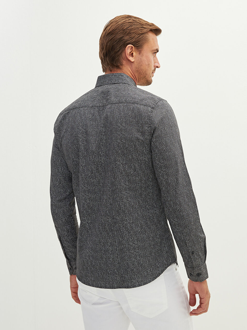 Slim Fit Long Sleeve Patterned Men's Shirt-4