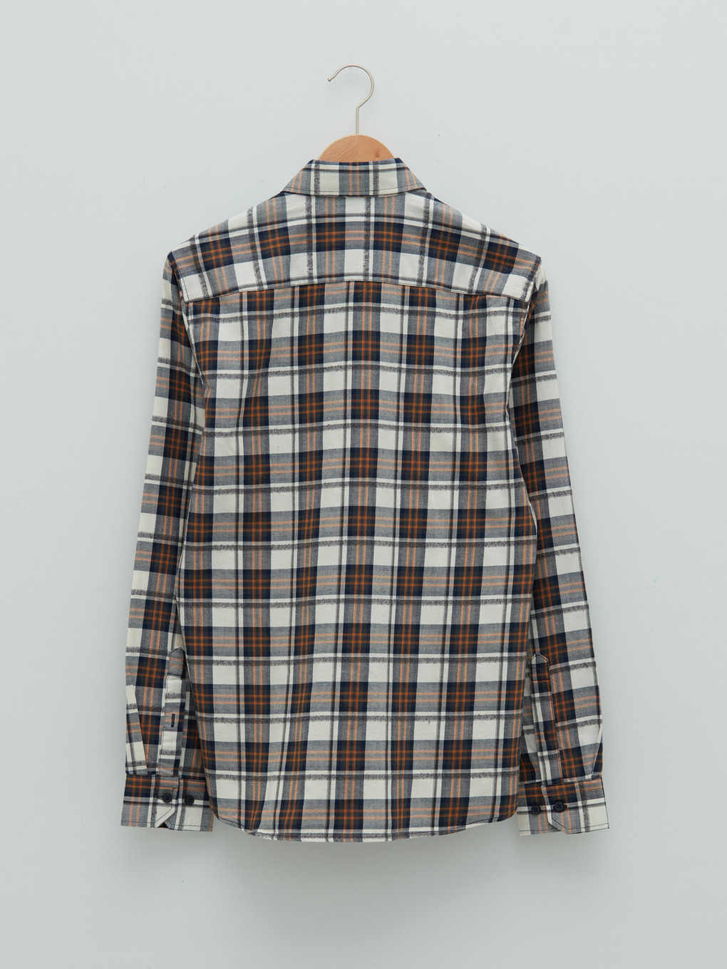 Ekru Slim Fit Gabardin Ekose Erkek Gömlek-6