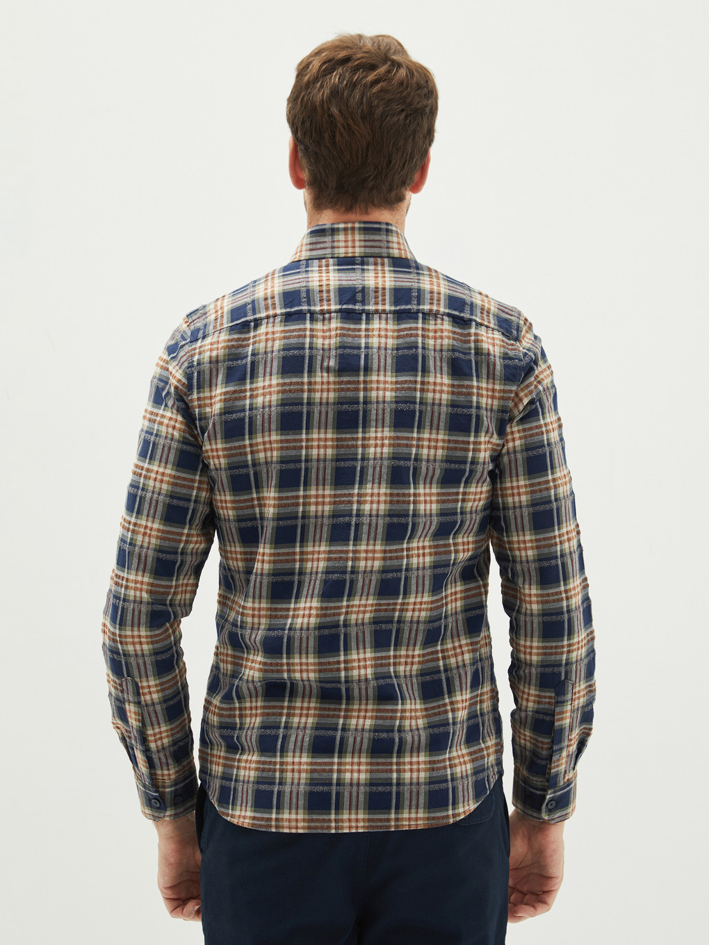 Haki Slim Fit Gabardin Ekose Erkek Gömlek-4